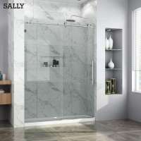 SALLY Factory Price Frameless 10mm Tempered Safe Glass Sliding Shower Door with Easy Clean Coating